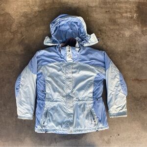 LL Bean Womens M Blue Jacke Removable Hood Primaloft Ski Snow Parka